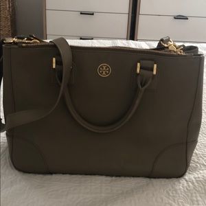 Tory Burch Tan Leather Two Handle Tote (w/ strap)